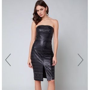 NWT Bebe Studded Strapless Faux Leather Dress